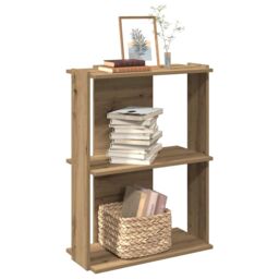 Berkfield Home Bookcase 3-Tier Artisan Oak 60x30x80 cm Engineered Wood in Brown - Size: 60 x 30 x 80 cm - thumbnail 1
