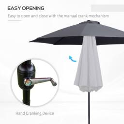 OUTSUNNY 2.7M Patio Umbrella Outdoor Sunshade Canopy w/ Tilt & Crank in Grey - thumbnail 4