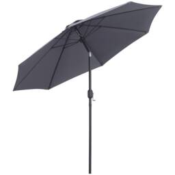 OUTSUNNY 2.7M Patio Umbrella Outdoor Sunshade Canopy w/ Tilt & Crank in Grey - thumbnail 2