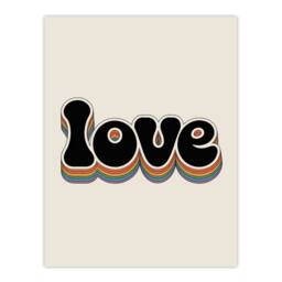 "Artery8 Love Funky Bold Rainbow Retro Font Typography Wall Art Print in Beige - Size: W12"" x H16""" - thumbnail 1