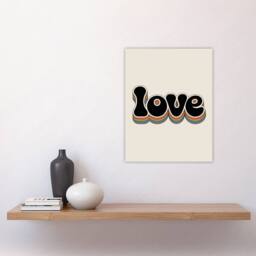 "Artery8 Love Funky Bold Rainbow Retro Font Typography Wall Art Print in Beige - Size: W12"" x H16""" - thumbnail 4