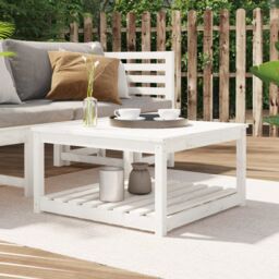 Berkfield Home Garden Table White 82.5x82.5x45 cm Solid Wood Pine