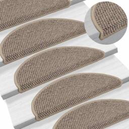 Berkfield Home Stair Mats Self-adhesive Sisal-Look 15 pcs 56x17x3 cm Dark Beige - Size: Medium - thumbnail 6