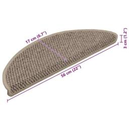 Berkfield Home Stair Mats Self-adhesive Sisal-Look 15 pcs 56x17x3 cm Dark Beige - Size: Medium - thumbnail 9