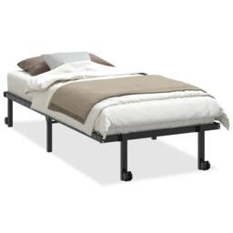 Berkfield Home Elegant Bed Frame without Mattress Foldable Black 90x200 cm Steel - thumbnail 3