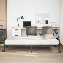 Berkfield Home Elegant Bed Frame without Mattress Foldable Black 90x200 cm Steel - thumbnail 4
