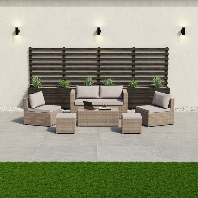 Home Discount Garden Vida Islay 6 Seater Rattan Set 'Already Assembled with Cover' in Natural - image 1