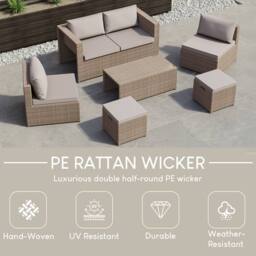 Home Discount Garden Vida Islay 6 Seater Rattan Set 'Already Assembled with Cover' in Natural - thumbnail 5