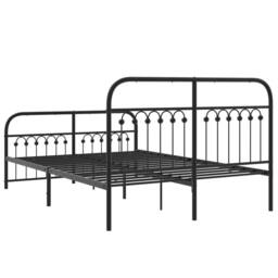 Berkfield Home Metal Bed Frame without Mattress with Footboard Black 137x190cm - Size: 137x190 cm - thumbnail 6