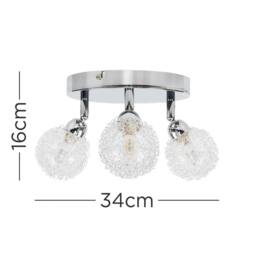EONLION Fitting 3 Way Semi Flush Adjustable Lights Living Room Chrome Lamp in Clear - thumbnail 2
