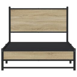 Berkfield Home Metal Bed Frame without Mattress Sonoma Oak 100x190 cm in Brown - thumbnail 5
