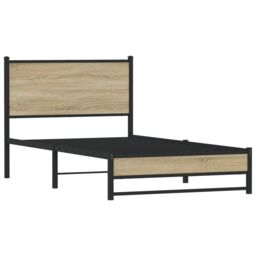 Berkfield Home Metal Bed Frame without Mattress Sonoma Oak 100x190 cm in Brown - thumbnail 3