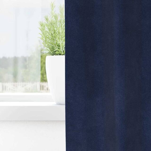 Berkfield Home Modern Blackout Curtains with Top Tape 2 pcs Dark Blue Velvet in Navy - image 1