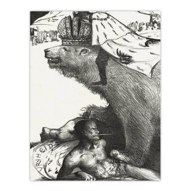"Artery8 Tsar Nicholas II on the Russian Bear Holst Wall Art Poster Print in White - Size: W12"" x H16""" - image 1