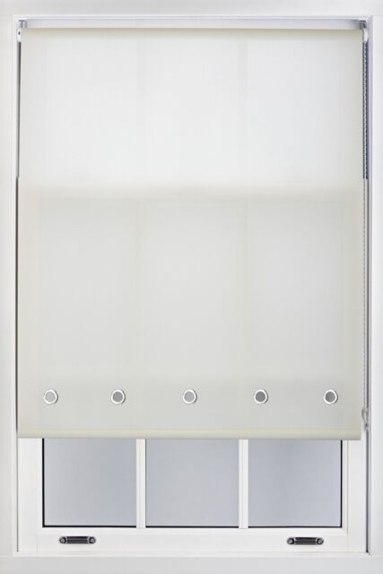 Furnished Cream Daylight Roller Blind with Chrome Round Eyelets - Trimmable Window Shade - Size: 240 cm width x 210 cm drop - image 1