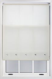 Furnished Cream Daylight Roller Blind with Chrome Round Eyelets - Trimmable Window Shade - Size: 240 cm width x 210 cm drop