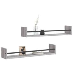 Berkfield Home Wall Shelves with Bars 2 pcs Grey Sonoma 80x16x14 cm - Size: 80 x 16 x 14 cm - thumbnail 3