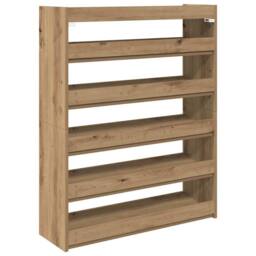 Berkfield Home Shoe Rack Artisan Oak 80x25x100 cm Engineered Wood in Brown - Size: 80 x 25 x 100 cm - thumbnail 6