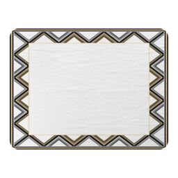 Benjamin Tate Design Art Deco Patterned Border Blanket in Natural - Size: 120 cm x 150 cm - thumbnail 1
