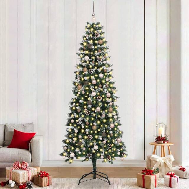 Berkfield Home Artificial Christmas Tree with 300 LEDs Green 96 x 96 x 240 cm - image 1