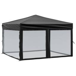 Berkfield Home Folding Party Tent with Sidewalls Black 3x3 m - thumbnail 1