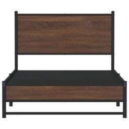 Berkfield Home Metal Bed Frame without Mattress Brown Oak 100x200 cm - thumbnail 5