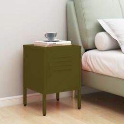 Berkfield Home Nightstand Olive Green 35x35x51 cm Steel - Size: 35 x 35 x 51 cm