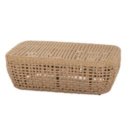 Wyld Haus Sardinia Outdoor Natural Rattan Footstool Cream Cushion in Brown - thumbnail 4