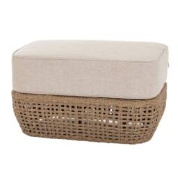 Wyld Haus Sardinia Outdoor Natural Rattan Footstool Cream Cushion in Brown - thumbnail 2