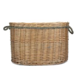 Red Hamper Wicker Oval Rope Handled Log Basket in Brown - thumbnail 3