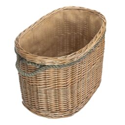 Red Hamper Wicker Oval Rope Handled Log Basket in Brown - thumbnail 2