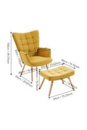 H&O Direct Yellow Linen Tufted Armchair with Footstool - thumbnail 6
