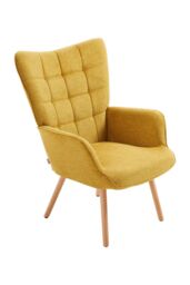 H&O Direct Yellow Linen Tufted Armchair with Footstool - thumbnail 3