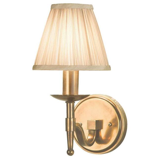 Loops Avery Luxury Single Arm Wall Light Traditional Antique Brass & Beige Pleat Shade in Metallics - image 1