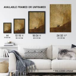 Artery8 El Perro The Drowning Dog Francisco Goya Framed Wall Art Print in Brown - Size: A4 - thumbnail 3