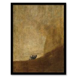 Artery8 El Perro The Drowning Dog Francisco Goya Framed Wall Art Print in Brown - Size: A4 - thumbnail 1