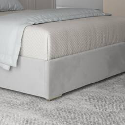 Casani Cliddesden Upholstered Soft Velvet Grey Metal Designer Bed Frame - Size: Single - thumbnail 7