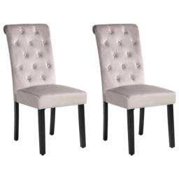 Wyld and Coco Set of 2 Grey Velvet Dining Chairs with Black Pine Legs - thumbnail 2