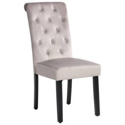 Wyld and Coco Set of 2 Grey Velvet Dining Chairs with Black Pine Legs - thumbnail 5