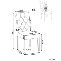Wyld and Coco Set of 2 Grey Velvet Dining Chairs with Black Pine Legs - thumbnail 4