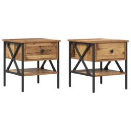 Berkfield Home Modern Bedside Tables 2 pcs Old Wood 40x42x45 cm Engineered Wood in Brown - Size: 40 x 42 x 45 cm - thumbnail 3