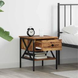 Berkfield Home Modern Bedside Tables 2 pcs Old Wood 40x42x45 cm Engineered Wood in Brown - Size: 40 x 42 x 45 cm - thumbnail 4