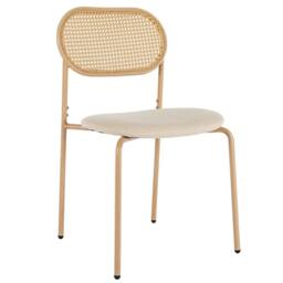 Nordara 6X Boho Dining Chairs Set Rattan Back Padded Seat Upholstered Cane in Beige - thumbnail 2