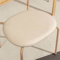 Nordara 6X Boho Dining Chairs Set Rattan Back Padded Seat Upholstered Cane in Beige - thumbnail 4