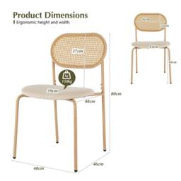 Nordara 6X Boho Dining Chairs Set Rattan Back Padded Seat Upholstered Cane in Beige - thumbnail 5