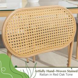 Nordara 6X Boho Dining Chairs Set Rattan Back Padded Seat Upholstered Cane in Beige - thumbnail 6