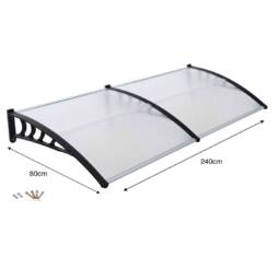 Gr8 Garden Door Canopy Porch Rain Protector Awning Lean-To Roof Shelter 80 X 240cm in Clear - Size: 80 X 240 cm - thumbnail 6