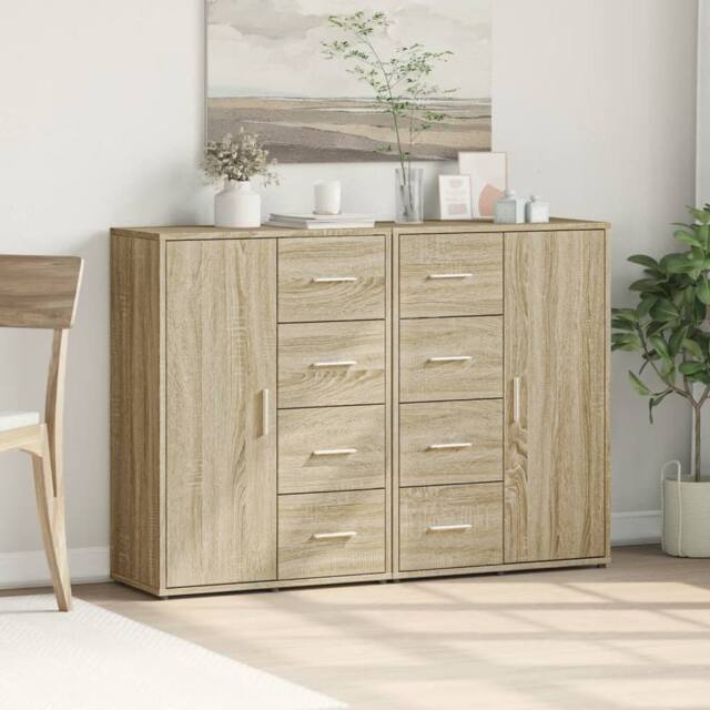 Berkfield Home Sideboards 2 pcs Sonoma Oak 60x31x84 cm Engineered Wood in Light Brown - Size: 60 x 31 x 84 cm - image 1