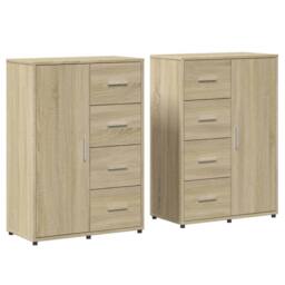 Berkfield Home Sideboards 2 pcs Sonoma Oak 60x31x84 cm Engineered Wood in Light Brown - Size: 60 x 31 x 84 cm - thumbnail 3