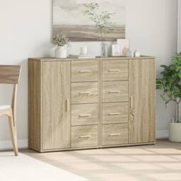 Berkfield Home Sideboards 2 pcs Sonoma Oak 60x31x84 cm Engineered Wood in Light Brown - Size: 60 x 31 x 84 cm - thumbnail 4